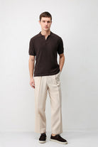 Antioch Kahve Premium Dokulu Erkek Triko T-Shirt