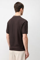 Antioch Kahve Premium Dokulu Erkek Triko T-Shirt