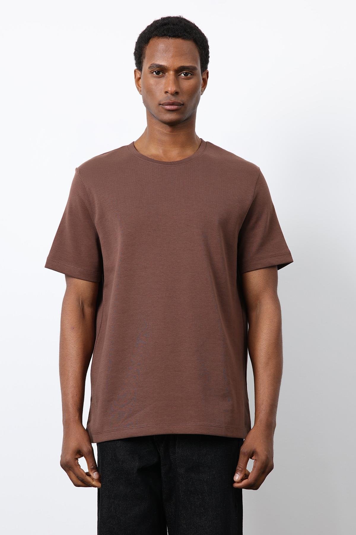 Antioch-Kahve Regular Fit Basic Erkek T Shirt-T-Shirt-3-Milagron.com