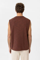 Antioch-Kahve Regular Fit Dokulu Erkek Kolsuz T Shirt-T-Shirts-4-Milagron.com