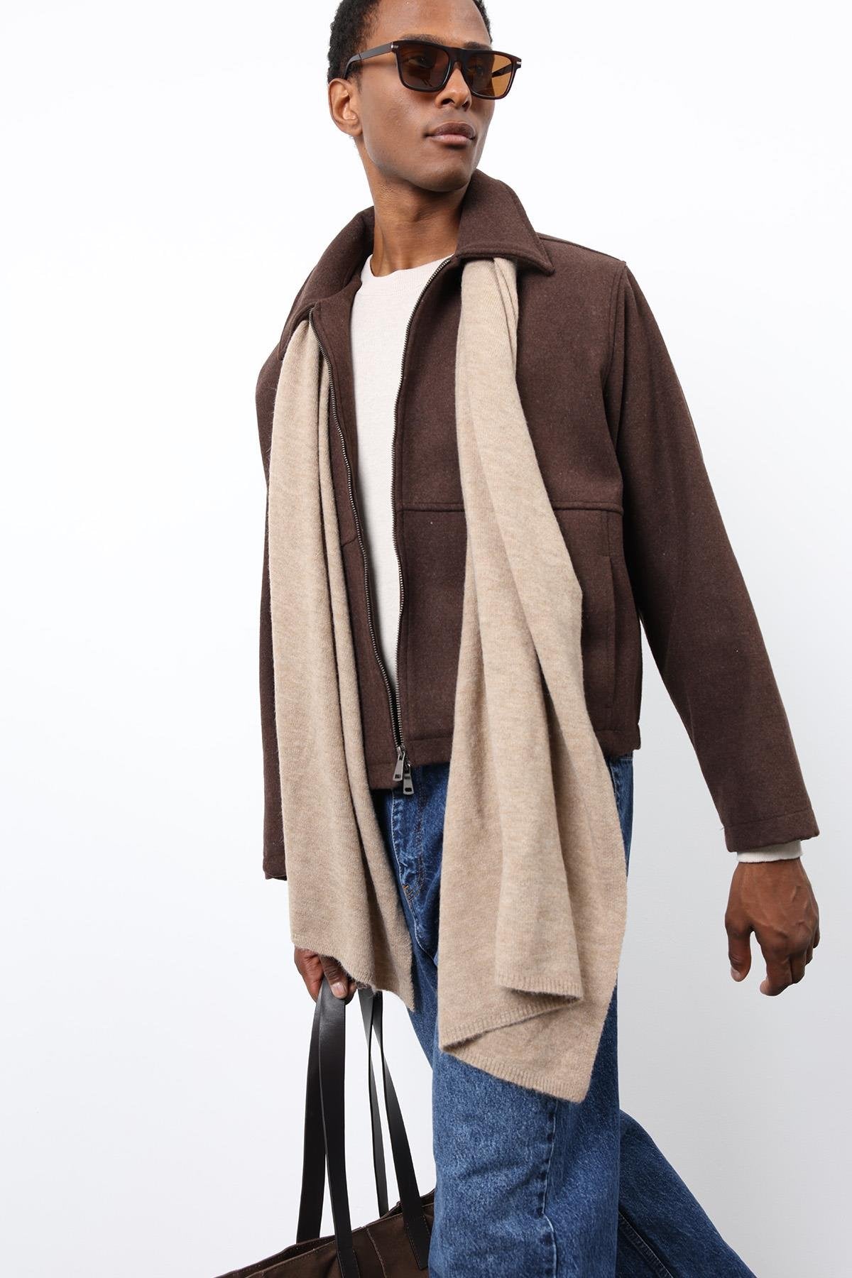 Antioch-Kahve Regular Fit Dokulu Erkek Mont-Mont-3-Milagron.com