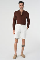 Antioch-Kahve Regular Fit Hakim Yaka Erkek Gömlek-Gömlek-1-Milagron.com