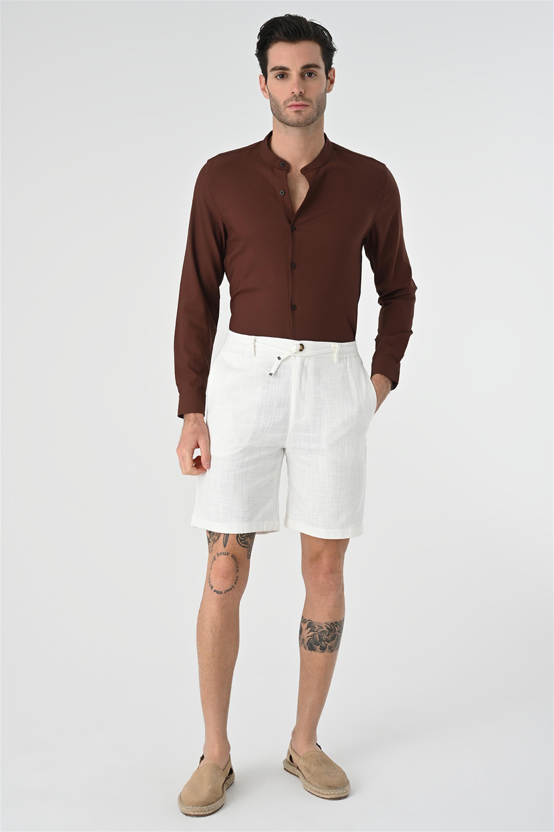 Antioch-Kahve Regular Fit Hakim Yaka Erkek Gömlek-Gömlek-1-Milagron.com