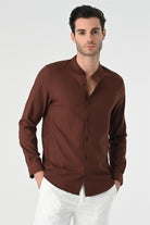 Antioch-Kahve Regular Fit Hakim Yaka Erkek Gömlek-Gömlek-3-Milagron.com