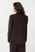 Antioch-Kahve Regular Fit Kruvaze Kadın Blazer Ceket-Blazer Ceket-5-Milagron.com