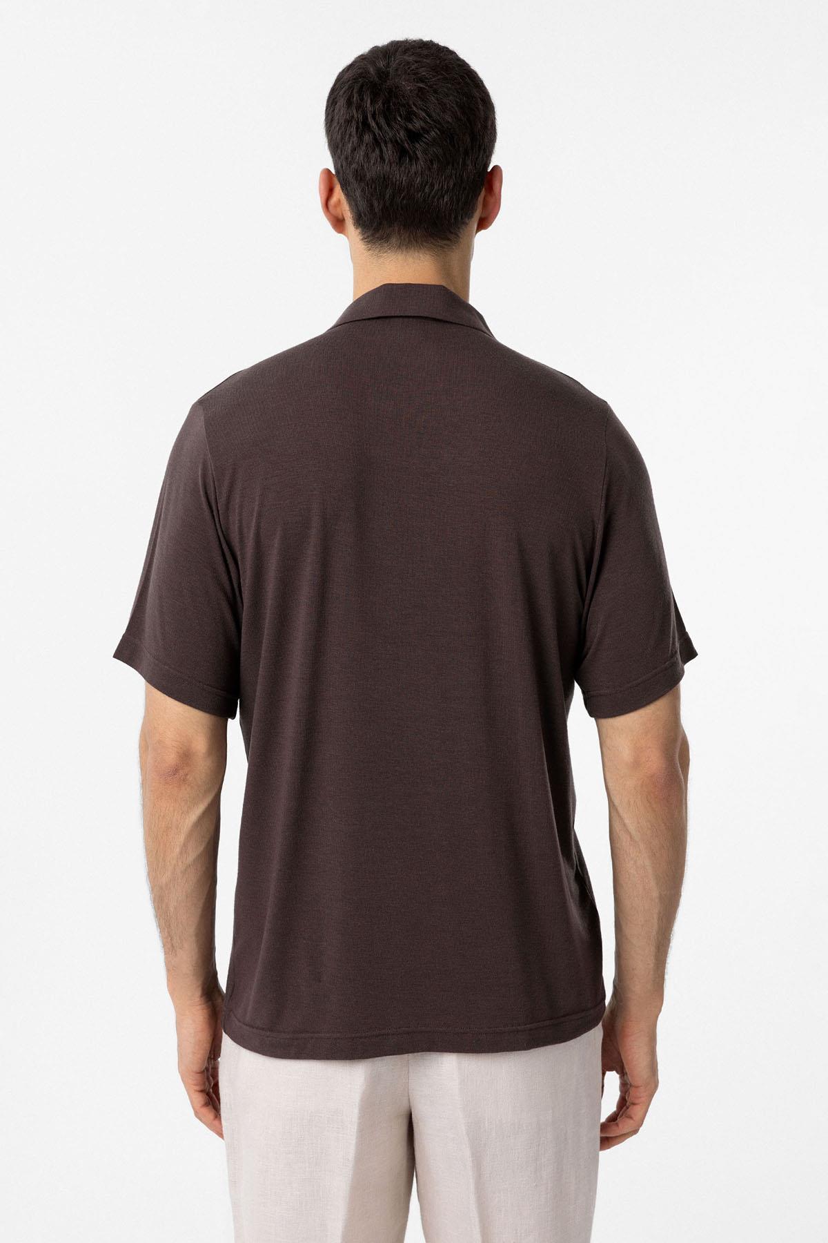 Antioch-Kahve Regular Fit Polo Yaka Erkek T Shirt-T-Shirts-5-Milagron.com