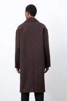 Antioch-Kahve Relax Fit Balıksırtı Desenli Erkek Kaban-Kaban-8-Milagron.com