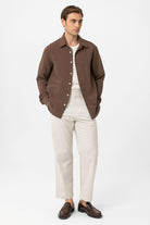 Antioch-Kahve Relax Fit Çizgili Erkek Gömlek-Gömlek-2-Milagron.com