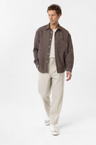 Antioch-Kahve Relax Fit Çizgili Erkek Gömlek-Gömlek-2-Milagron.com