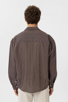 Antioch-Kahve Relax Fit Çizgili Erkek Gömlek-Gömlek-4-Milagron.com