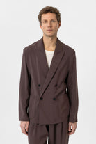 Antioch-Kahve Relax Fit Diagonel İnce Erkek Blazer Ceket-Blazer Ceket-1-Milagron.com