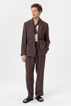 Antioch-Kahve Relax Fit Diagonel İnce Erkek Blazer Ceket-Blazer Ceket-3-Milagron.com