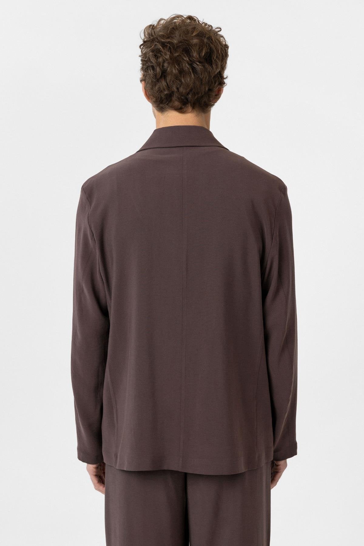 Antioch-Kahve Relax Fit Diagonel İnce Erkek Blazer Ceket-Blazer Ceket-6-Milagron.com