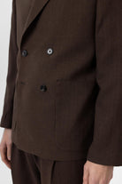 Antioch-Kahve Relax Fit Keten Karışımlı Erkek Blazer Ceket-Blazer Ceket-4-Milagron.com