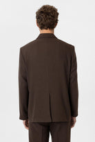 Antioch-Kahve Relax Fit Keten Karışımlı Erkek Blazer Ceket-Blazer Ceket-5-Milagron.com
