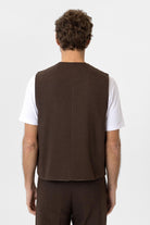 Antioch-Kahve Relax Fit Keten Karışımlı Erkek Yelek-Yelek-5-Milagron.com