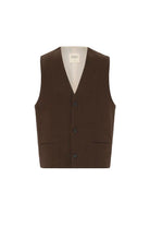 Antioch-Kahve Relax Fit Keten Karışımlı Erkek Yelek-Yelek-6-Milagron.com