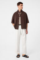 Antioch-Antioch Kahve Relax Fit Kısa Erkek Gömlek-Gömlek-1-Milagron.com