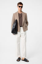 Antioch-Antioch Kahve Relax Fit Kruvaze Crop Erkek Blazer Ceket-Blazer Ceket-2-Milagron.com