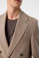 Antioch-Antioch Kahve Relax Fit Kruvaze Crop Erkek Blazer Ceket-Blazer Ceket-3-Milagron.com