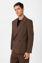 Antioch-Kahve Relax Fit Kruvaze Kapama Erkek Teknik Blazer Ceket-Ceket-2-Milagron.com