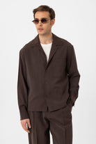 Antioch-Kahve Relax Fit Modal Kumaş Erkek Gömlek-Gömlek-2-Milagron.com