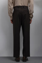 Antioch-Kahve Relax Fit çizgili Erkek Pantolon-Kumaş Pantolon-5-Milagron.com