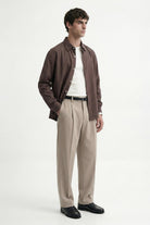 Antioch Kahve Relaxed Fit Çizgili Erkek Gömlek