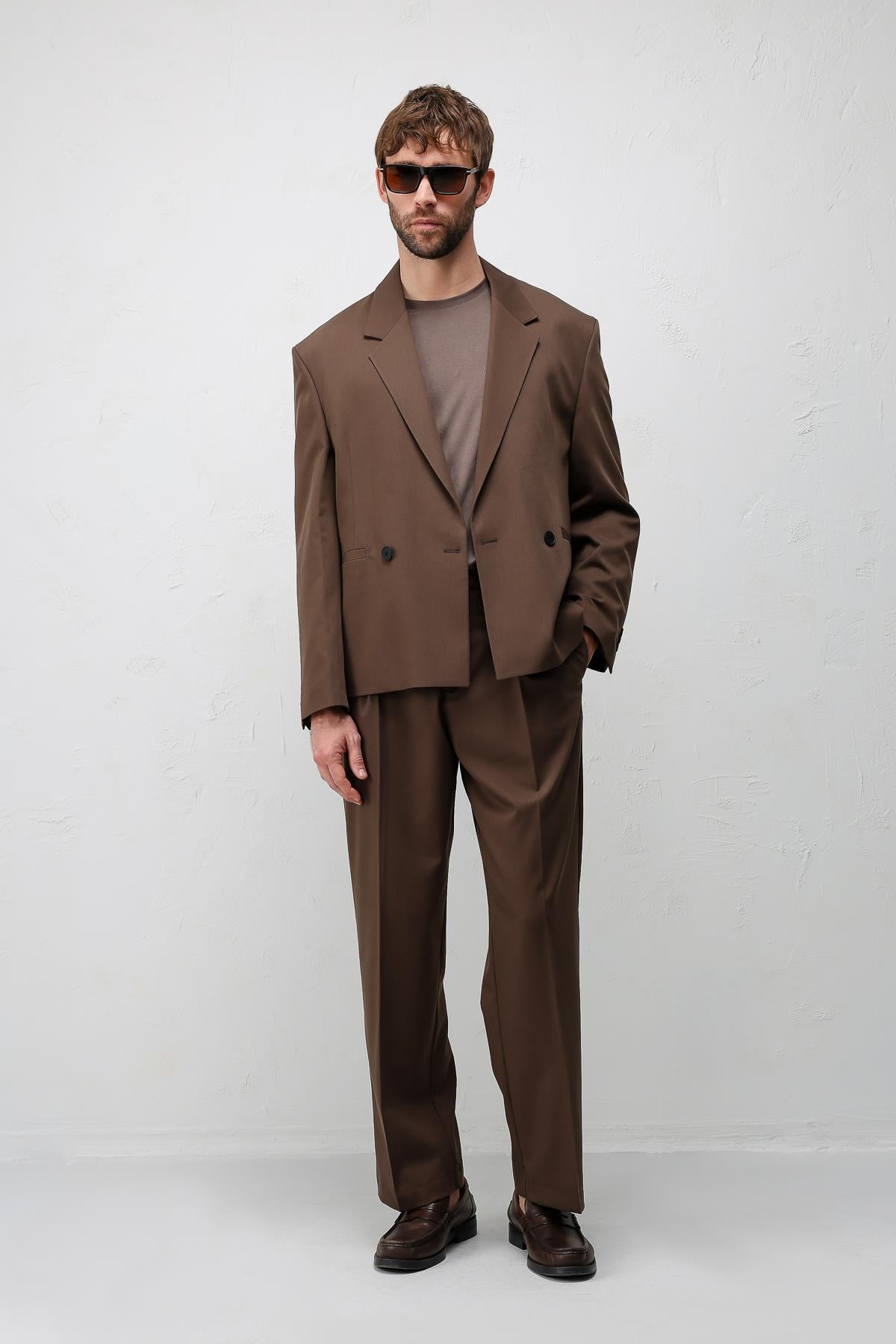 Antioch Kahve Relaxed Fit Erkek Blazer Ceket