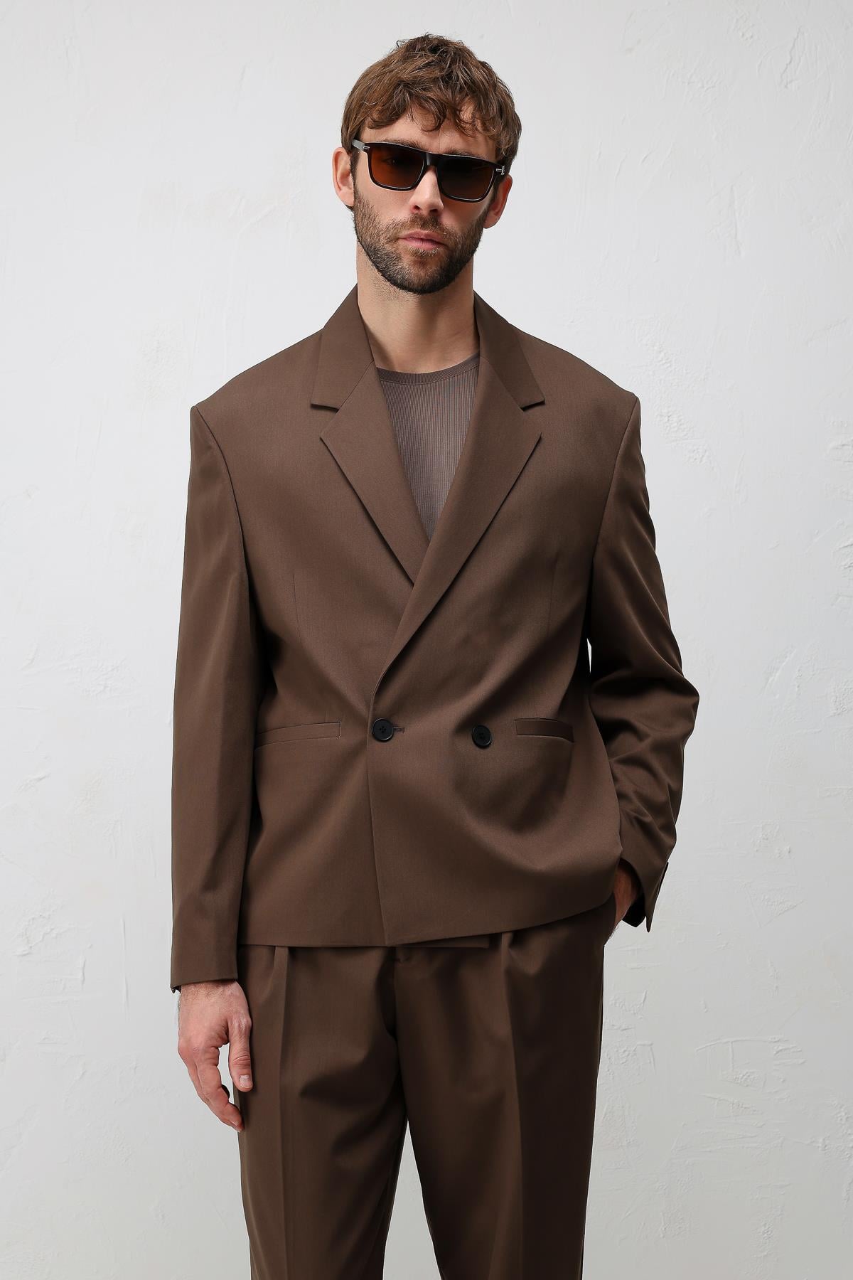 Antioch Kahve Relaxed Fit Erkek Blazer Ceket