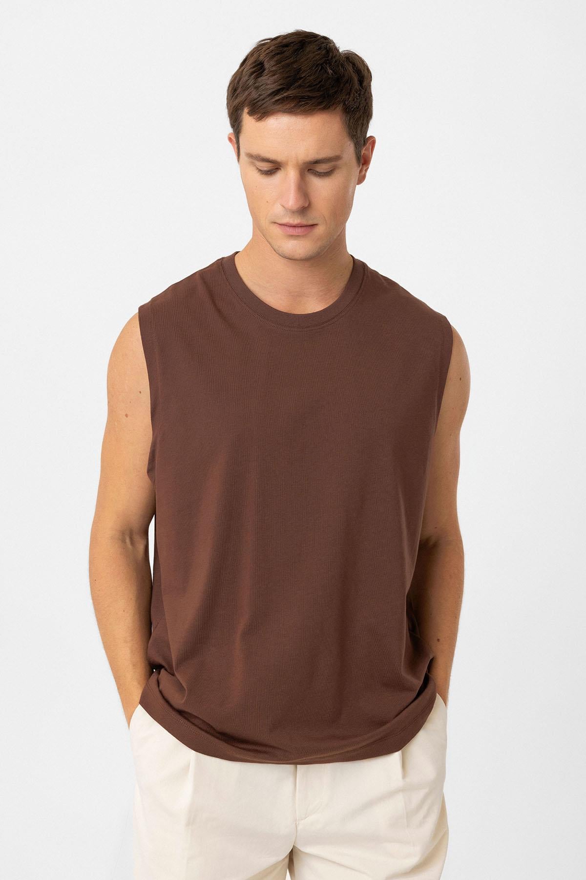 Antioch Kahve Relaxed Fit Erkek Kolsuz T-Shirt