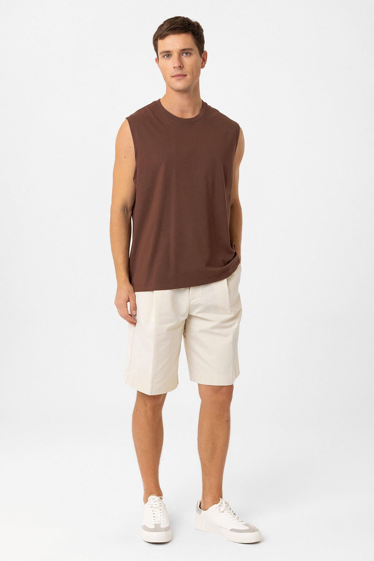 Antioch Kahve Relaxed Fit Erkek Kolsuz T-Shirt