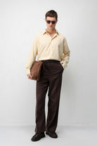 Antioch Kahve Relaxed Fit Kemerli Erkek Pantolon