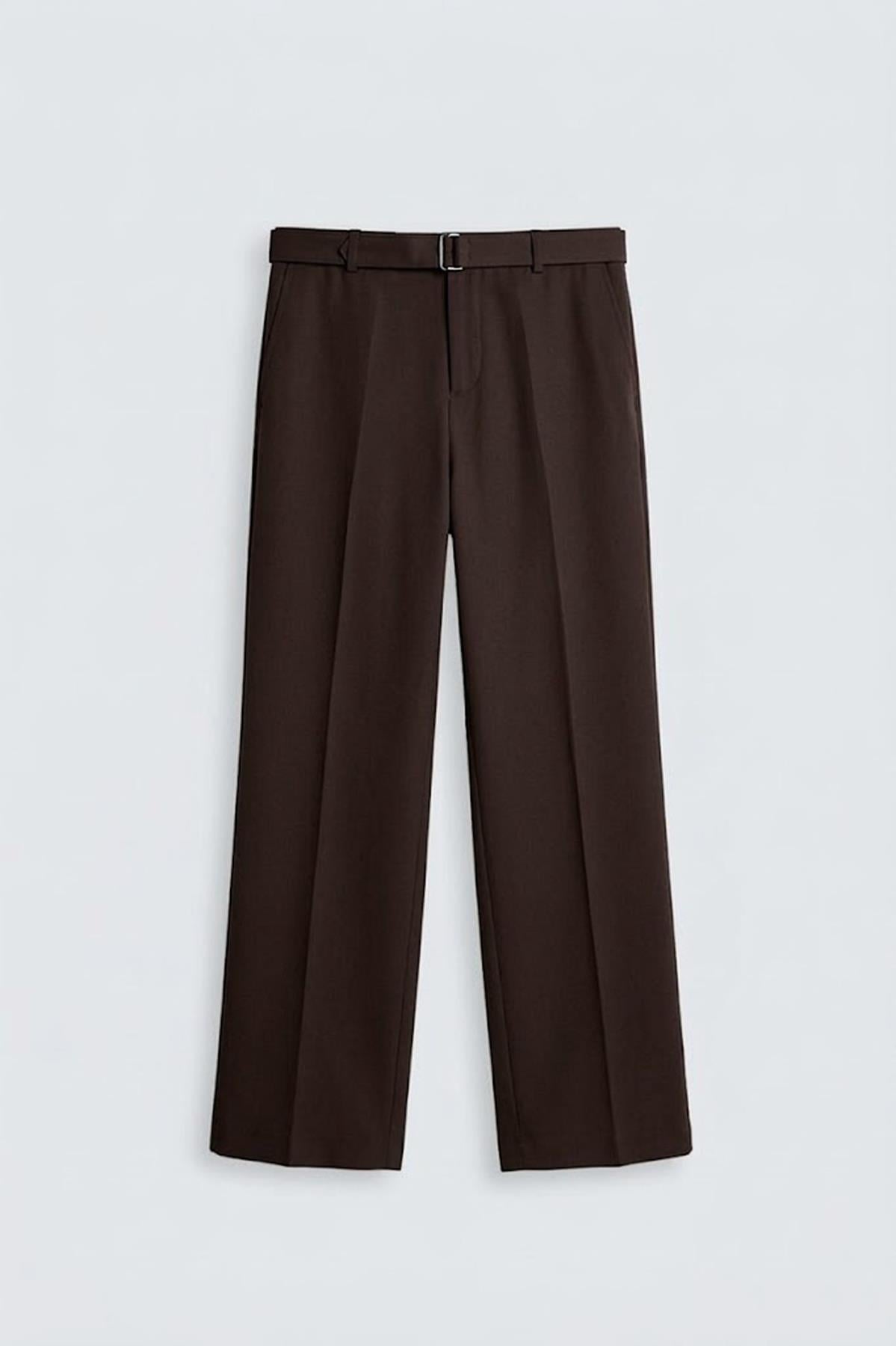 Antioch Kahve Relaxed Fit Kemerli Erkek Pantolon
