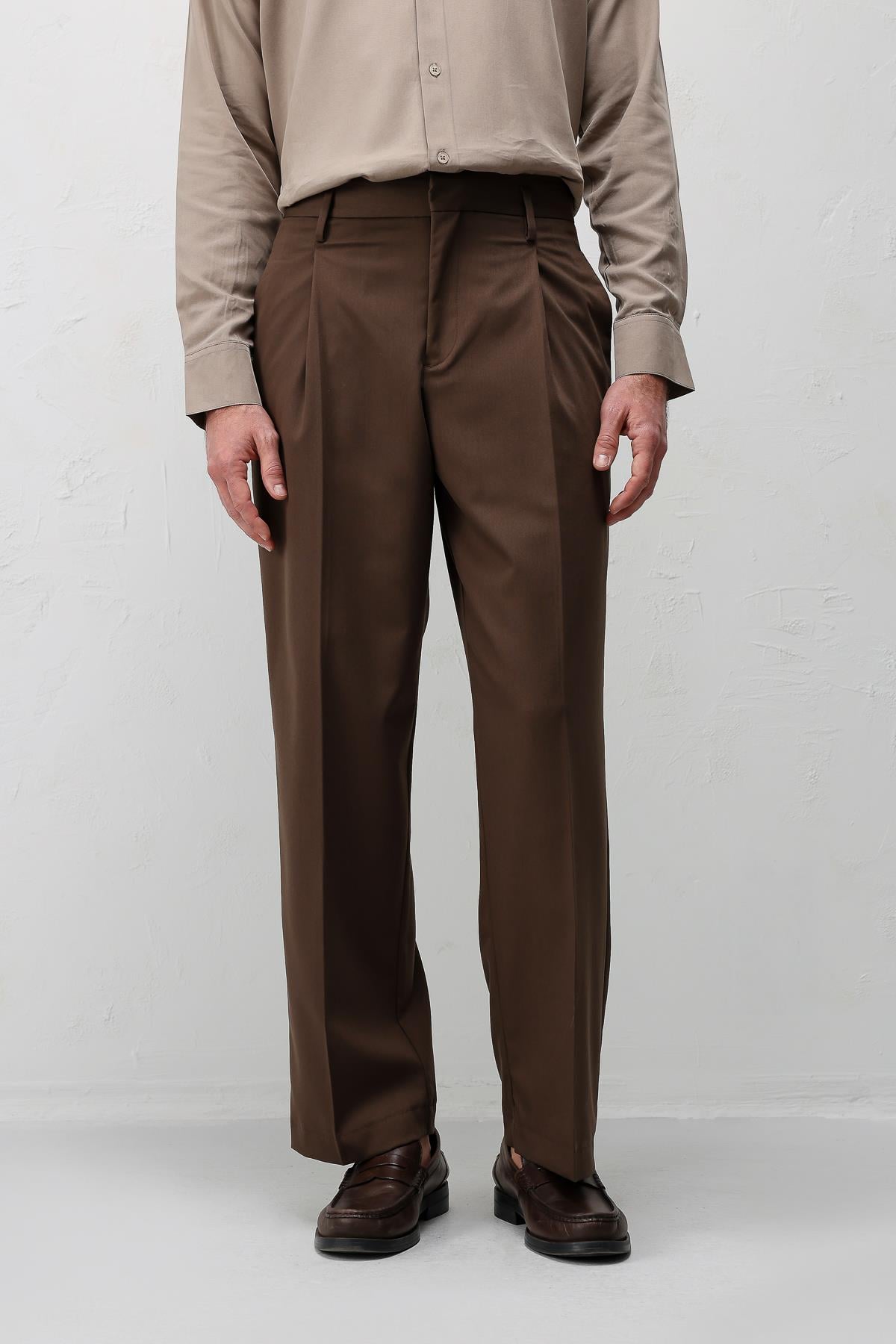 Antioch Kahve Relaxed Fit Pileli Erkek Pantolon
