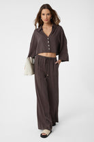 Antioch-Kahve Relaxed Kadın Pantolon-Kumaş Pantolon-2-Milagron.com