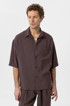 Antioch-Kahve Relaxed Kısa Kollu Erkek Gömlek-Gömlek-1-Milagron.com