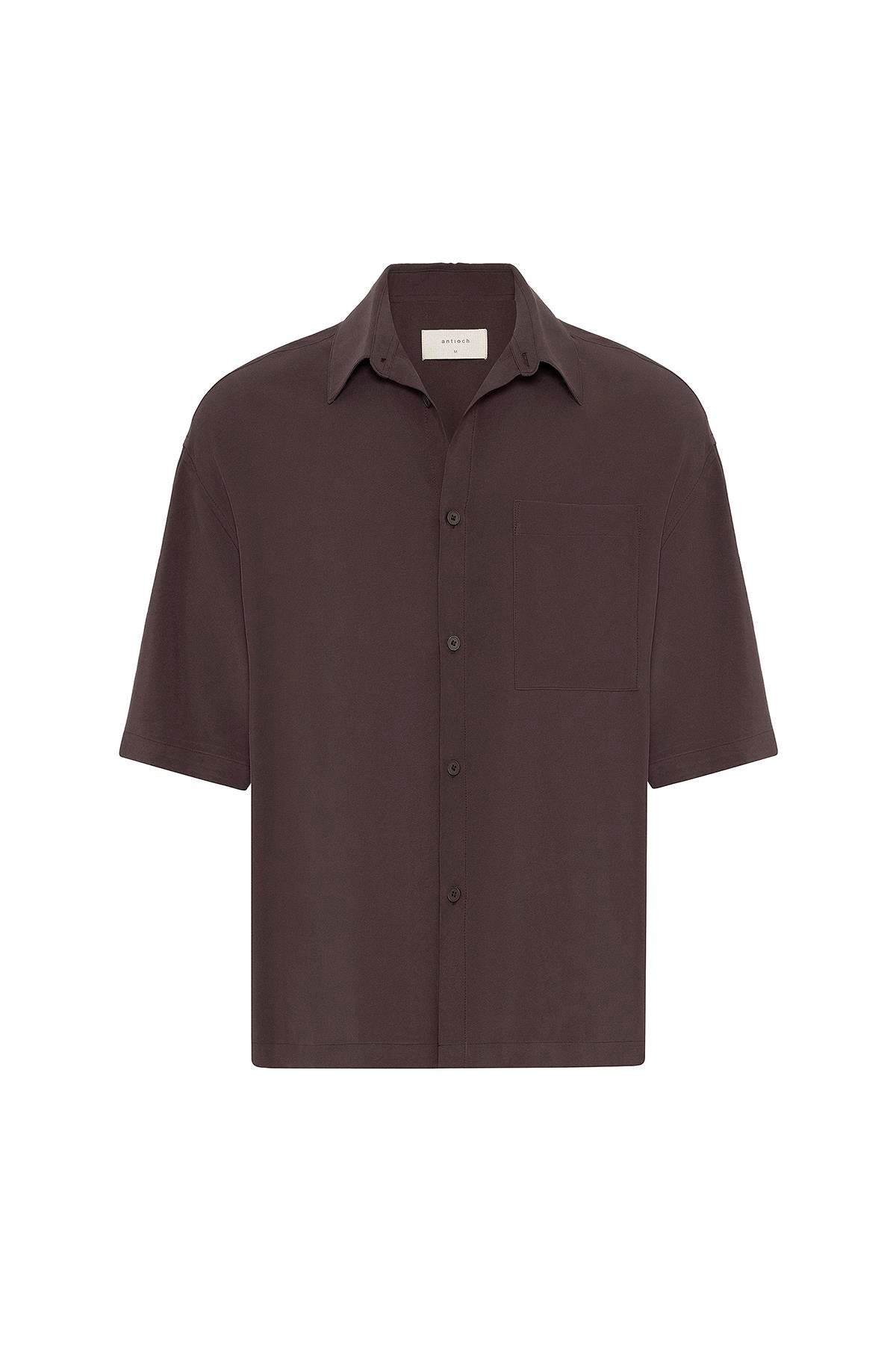 Antioch-Kahve Relaxed Kısa Kollu Erkek Gömlek-Gömlek-6-Milagron.com