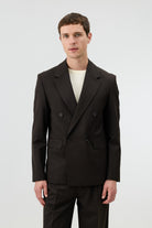 Antioch Kahve Relaxed Kruvaze Erkek Blazer Ceket
