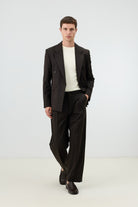 Antioch Kahve Relaxed Kruvaze Erkek Blazer Ceket