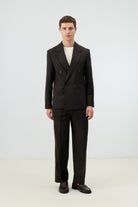Antioch Kahve Relaxed Kruvaze Erkek Blazer Ceket