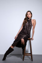 Antioch-Antioch Kahve Saten Halter Kadın Top-Top-1-Milagron.com