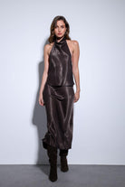 Antioch-Antioch Kahve Saten Halter Kadın Top-Top-6-Milagron.com