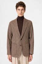 Antioch-Kahve Slim Fit Balıksırtı Desenli Erkek Blazer Ceket-Blazer Ceket-2-Milagron.com