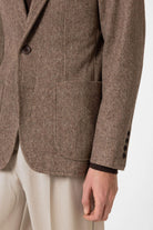 Antioch-Kahve Slim Fit Balıksırtı Desenli Erkek Blazer Ceket-Blazer Ceket-5-Milagron.com