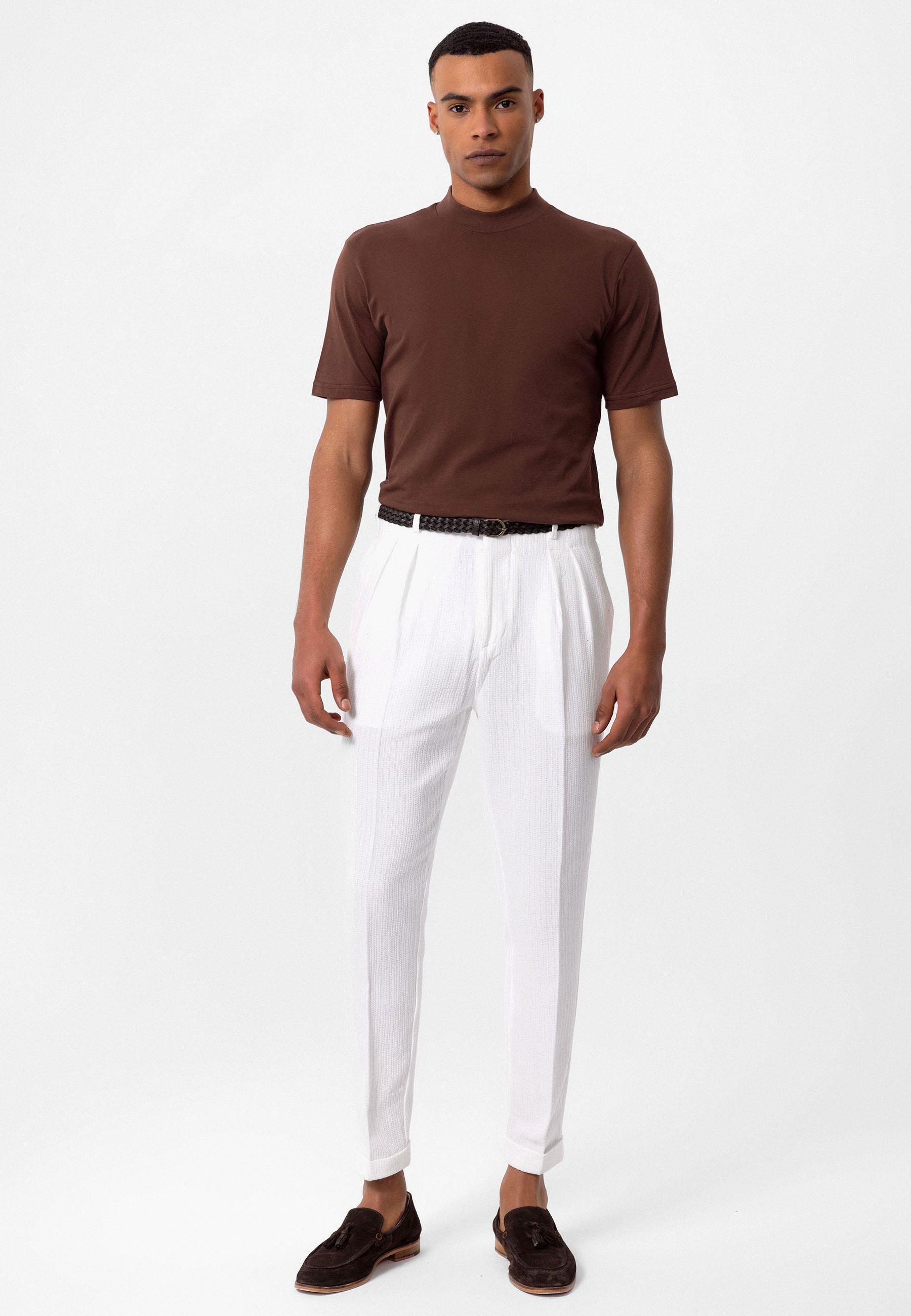Antioch-Kahve Slim Fit Basic T Shirt-T-Shirts-2-Milagron.com