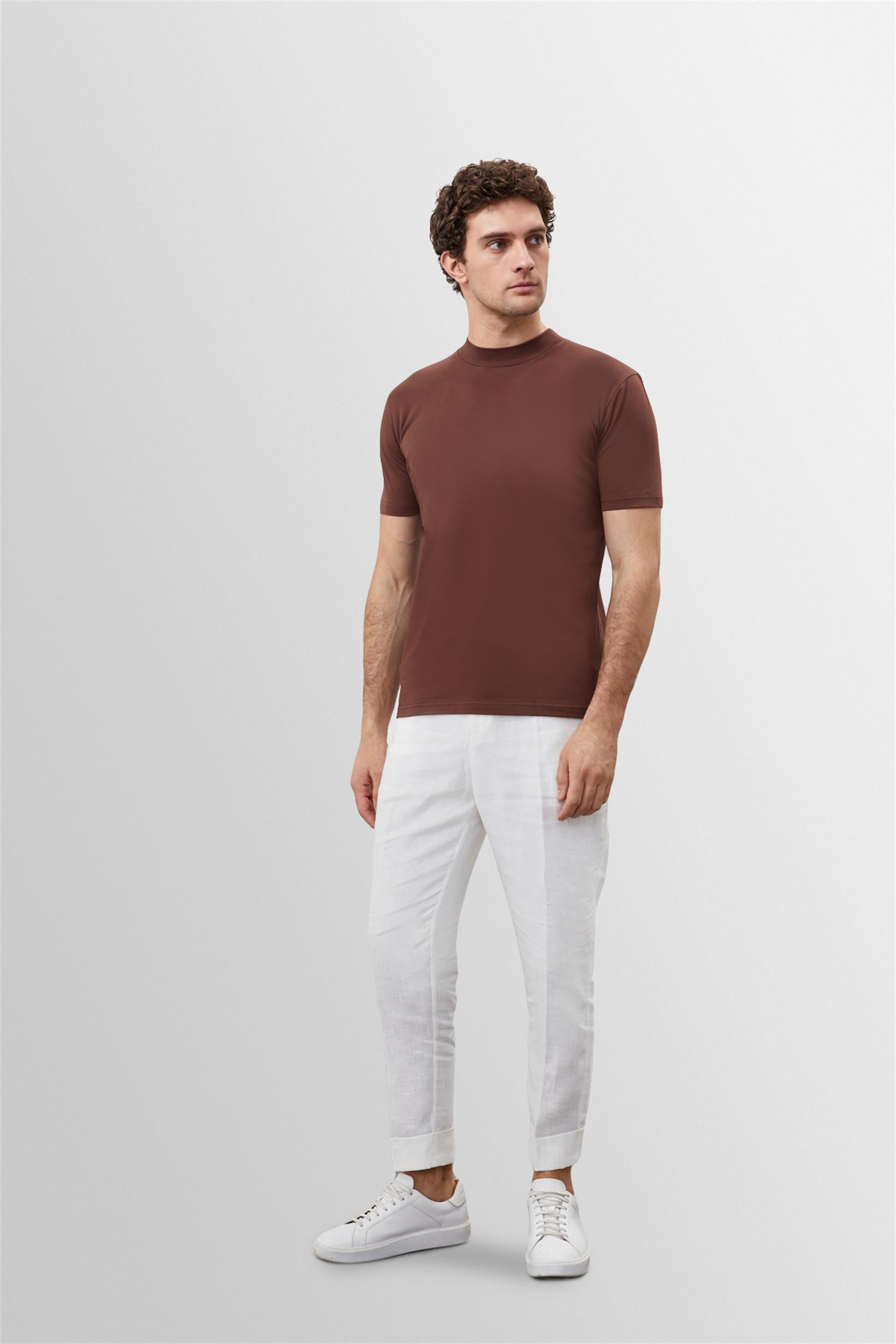 Antioch-Kahve Slim Fit Basic T Shirt-T-Shirts-7-Milagron.com
