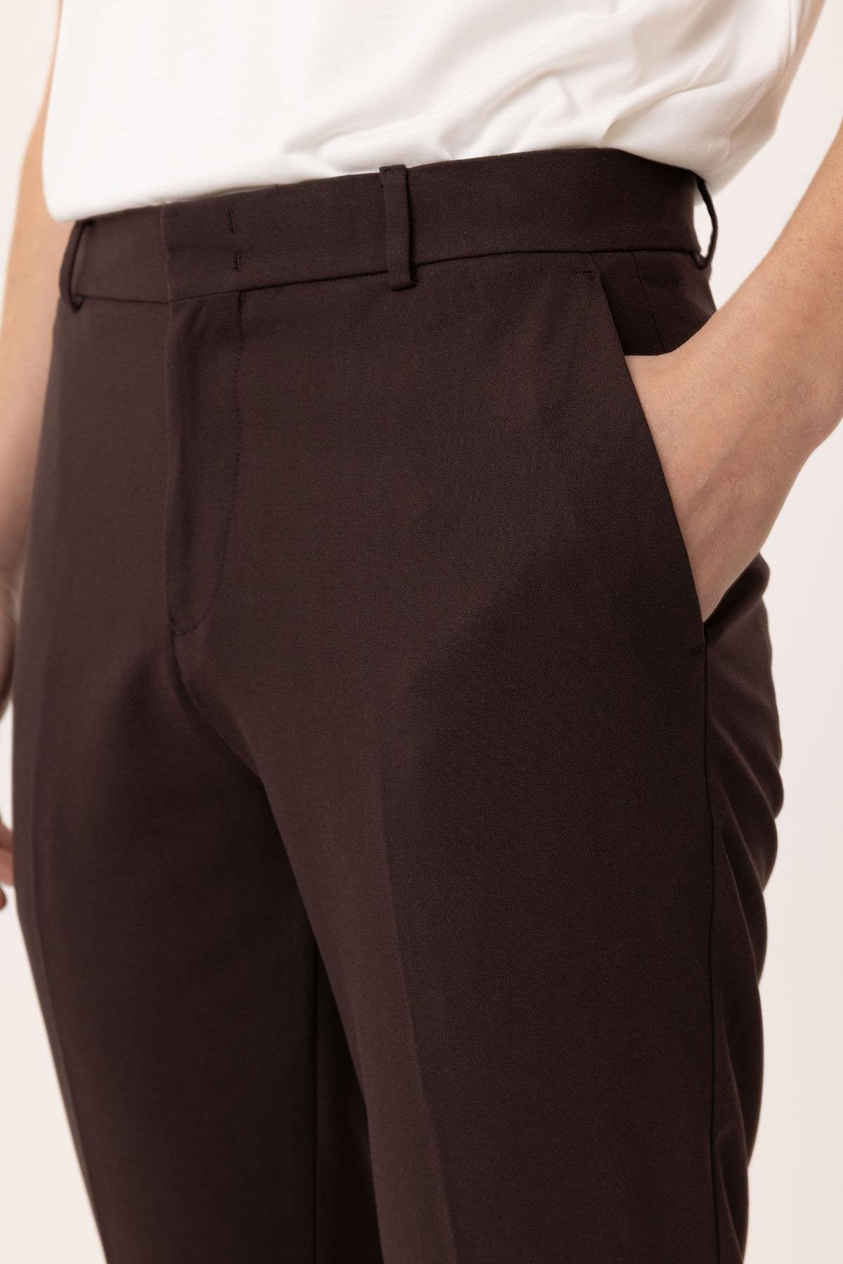 Antioch-Kahve Slim Fit Comfort Erkek Pantolon-Kumaş Pantolon-4-Milagron.com