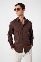 Antioch-Kahve Slim Fit Erkek Gömlek-Gömlek-1-Milagron.com