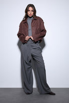 Antioch-Kahve Süet Görünümlü Bomber Kadın Mont-Mont-1-Milagron.com